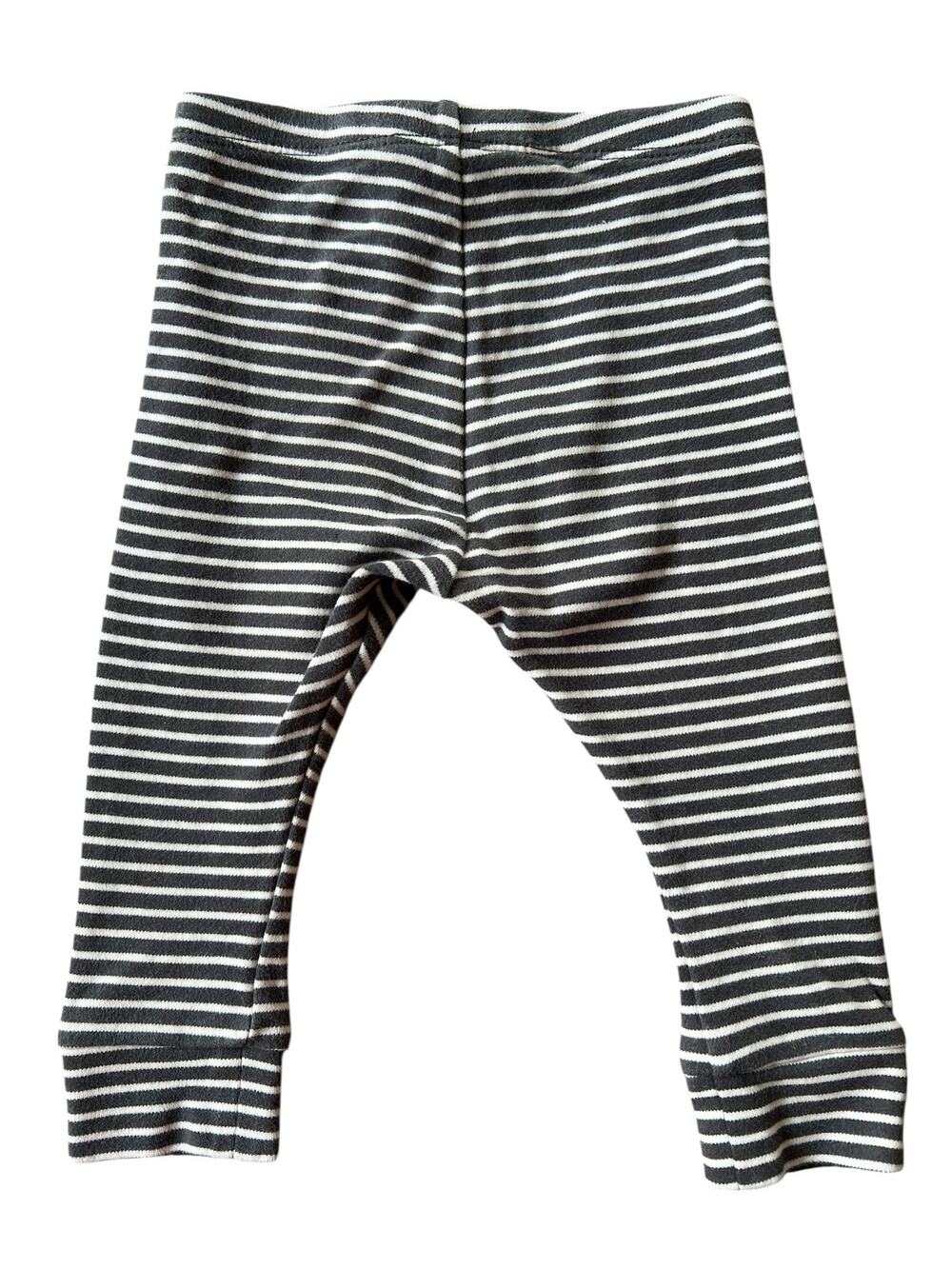 Tea Collection Baby Leggings Gray White Stripe Size 6-9 Months